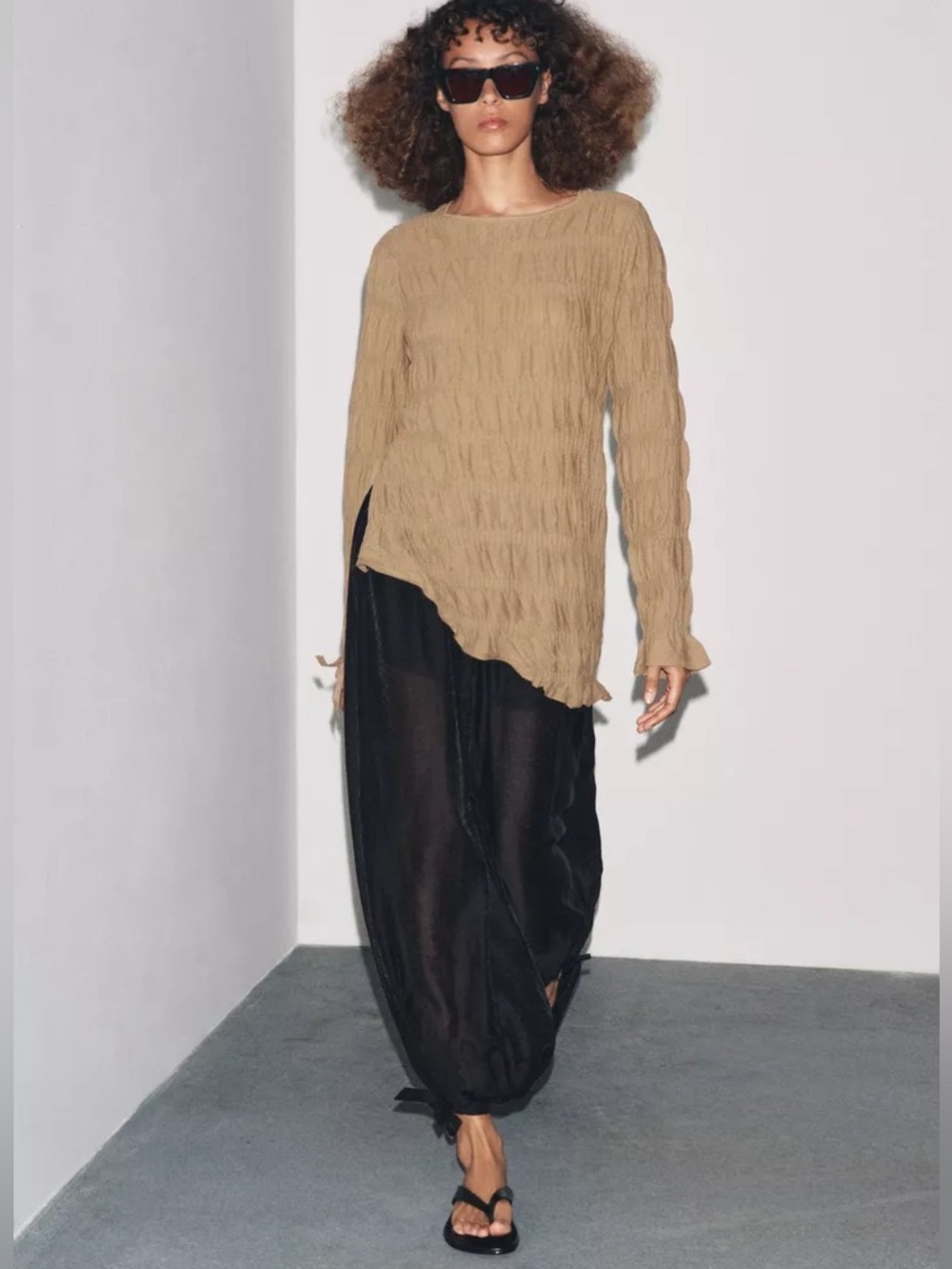 ZARA RUCHED KNIT TOP - Picture 2 of 12